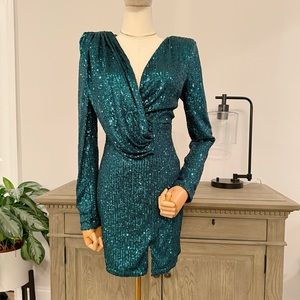 Bella and Bloom Just for a Moment Sequin Dress |  Emerald Green | Medium
